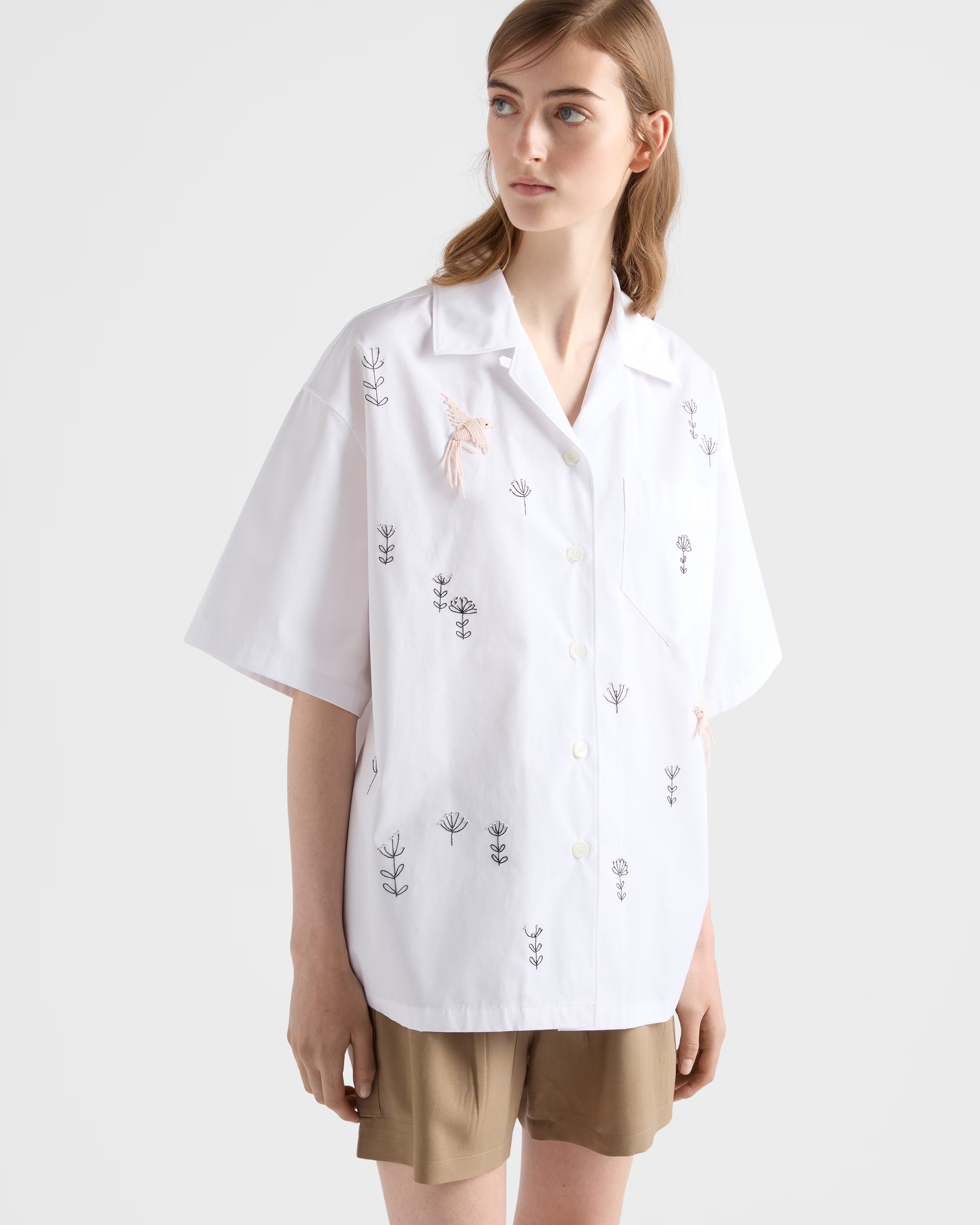 Embroidered poplin shirt — gallery image